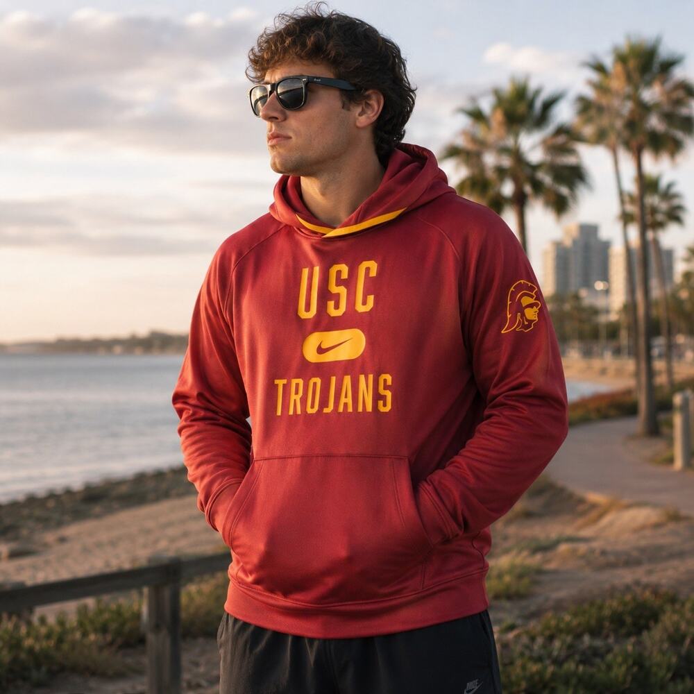 Nike Dri-FIT USC Trojans Hoodie Men’s XXL Cardinal Gold Pullover NCAA